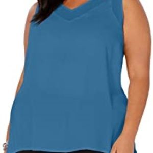 INC Women's Blouse Deep Plus Sheer  V-Neck Sz 2X